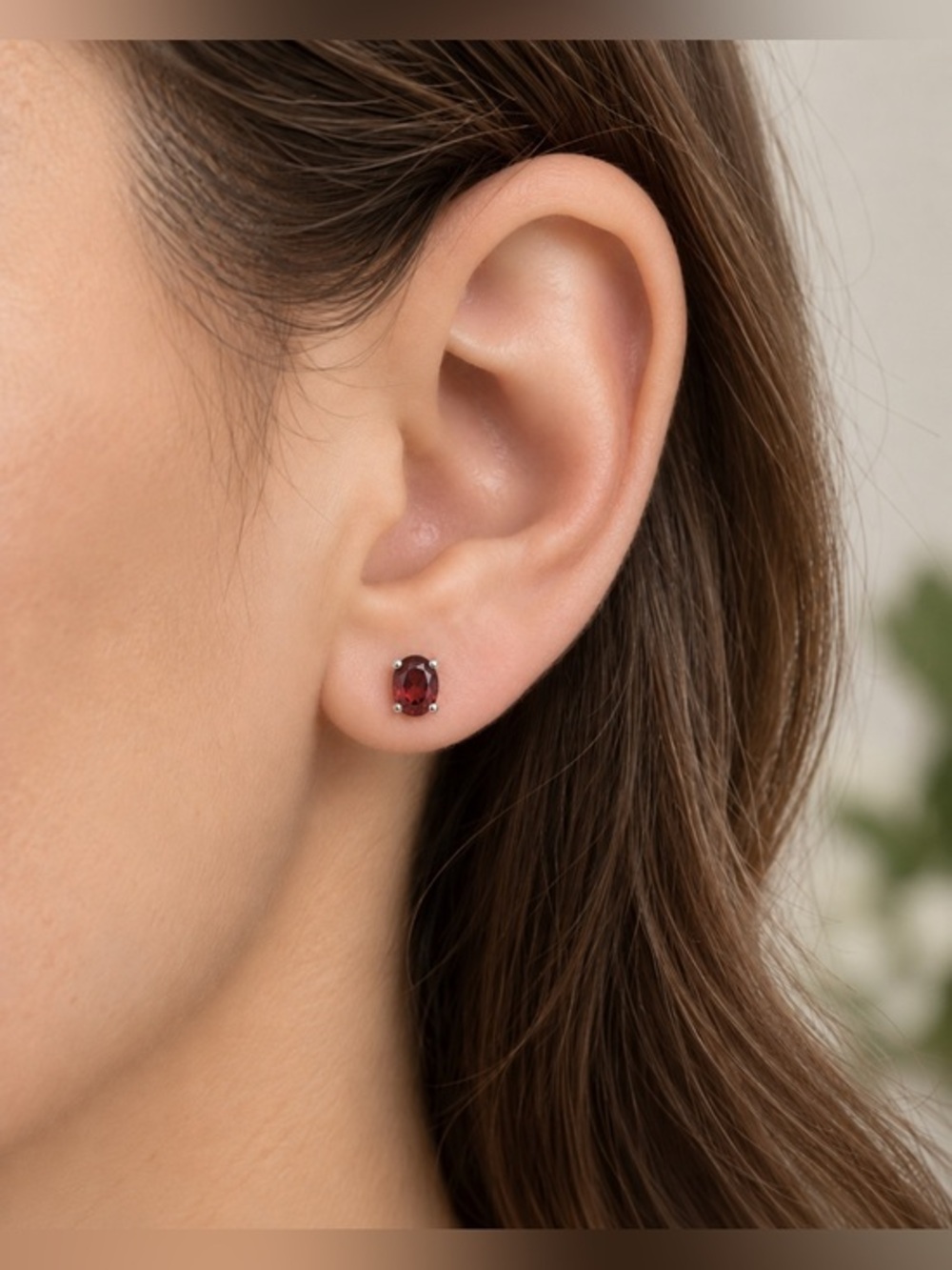 Classic Petite Garnet Stud Earrings 925 Silver Prong Set Jan Birthstone #627